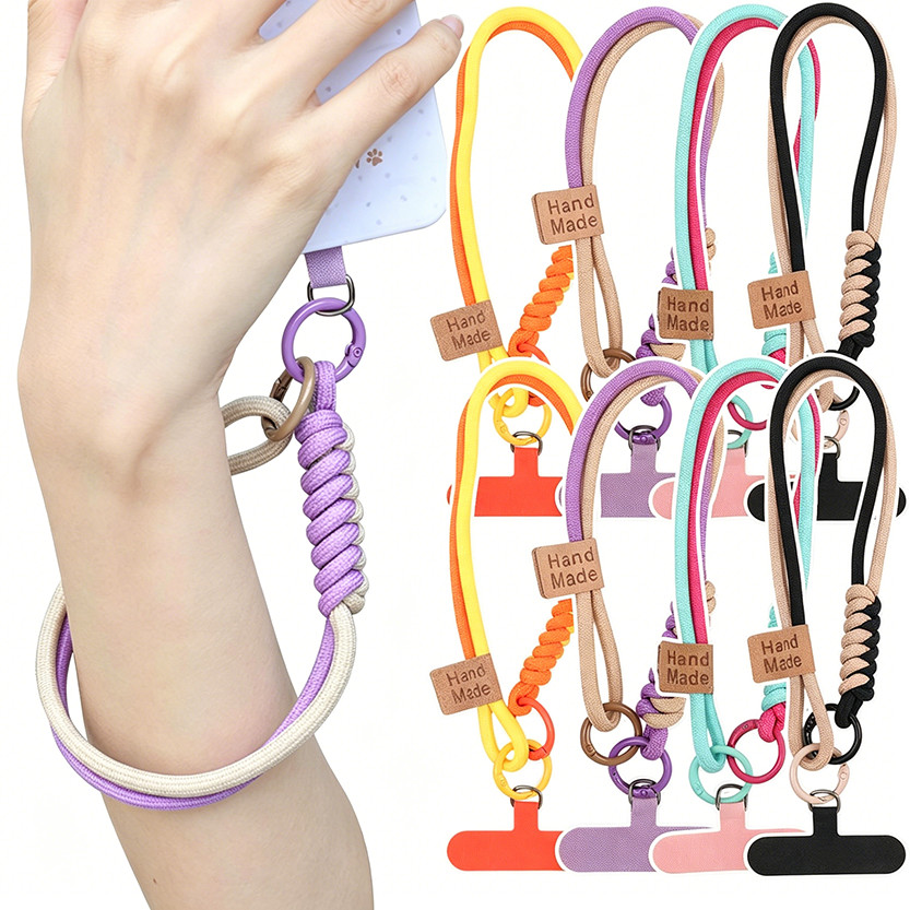 เชือกเส้นเล็กโทรศัพท์ทอสากล / สายรัดข้อมือโทรศัพท์มือถือป้องกันการสูญหายสีผสม