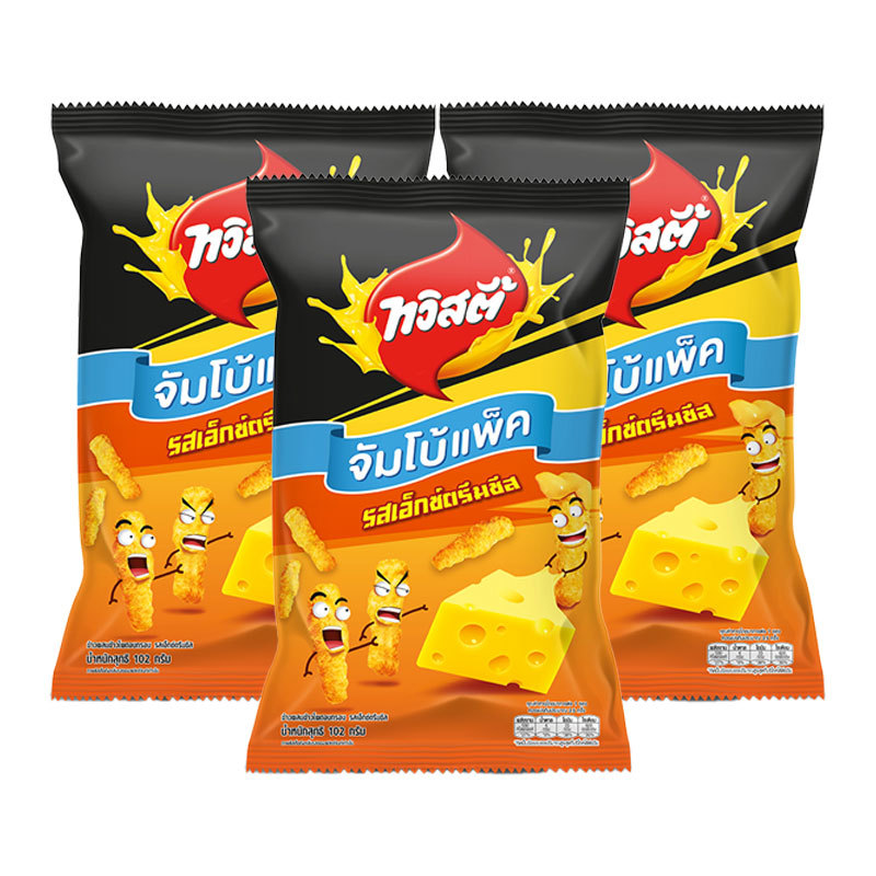 ทวิสตี้ ข้าวผสมข้าวโพดอบกรอบ รสเอ็กซ์ตรีมชีส 68 ก. x 3 (TWISTIES Extreme Cheese Flavored Rice & Corn Snack 68 g x 3)