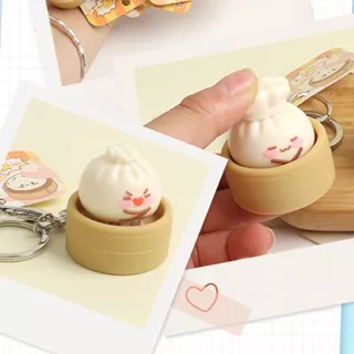 CLICKER พวงกุญแจห้อยกระเป๋า ซาลาเปา 3D ของเล่นคลายเครียด การ์ตูนน่ารัก จี้กระเป๋าเป้าขนาดเล็ก สำหรับเด็กชายหญิง