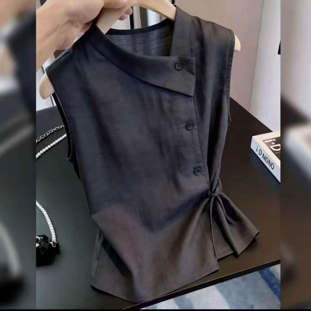 เสื้อแขนกุดสไตล์ฝรั่งเศสหรูหราระดับไฮเอนด์สลิมฟิตเฉพาะลําล รูปที่ 2