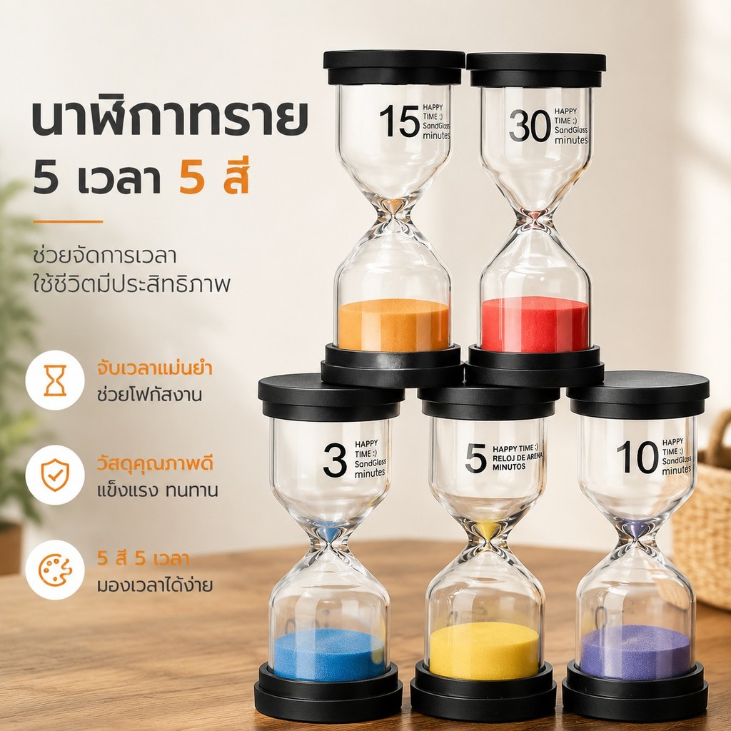 🔥ทรายจับเวลา 5/10/15/30 นาที 🏠 ใช้เป็นนาฬิกา+ของตกแต่ง+ของขวัญ ดีไซน์มินิมอล S00222