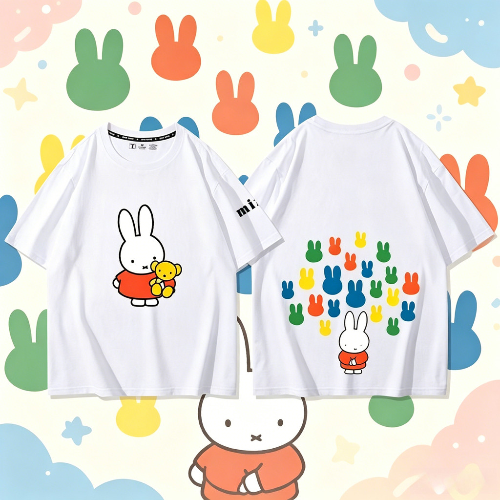 เสื้อยืดผ้าฝ้าย 100% ลายกระต่ายมิฟฟี่ สไตล์น่ารัก สำหรับคนชอบการ์ตูน แฟชั่นสุดฮิต ใส่ได้ทั้งชายหญิง S-5XL