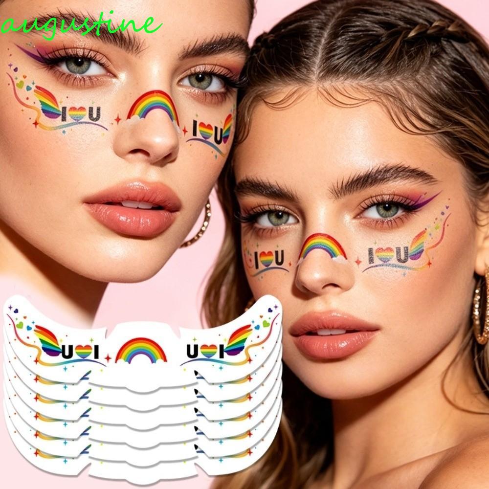 AUGUSTINE Rainbow Freckles Face Tattoo, Facial Art Disposable Face Tattoos, Star Long Lasting Waterp