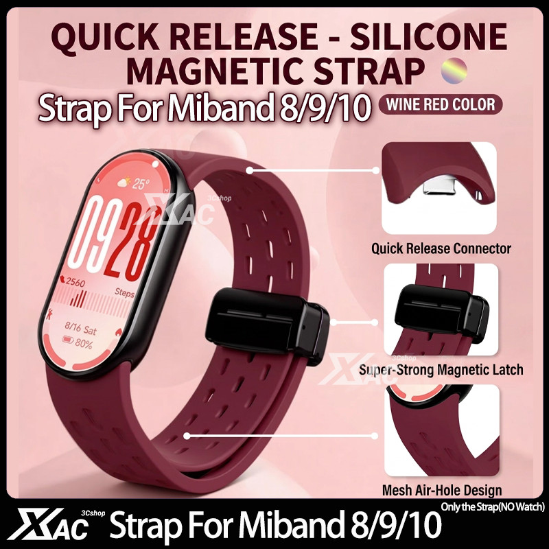 สายซิลิโคนสําหรับเล่นกีฬาสําหรับ Xiaomi Mi Band 9 Breathable Smart Watch Watch Watchband เปลี่ยนสร้อยข้อมือสําหรับ Mi Band 8 9 อุปกรณ์เสริม