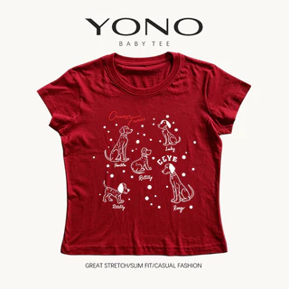 (พร้อมส่ง24ชม.) baby tee สีเทา ลายสุนัขเส้นวาดหลายตัว ฟีลมินิมอลวินเทจ ทรงเข้ารูป ใส่สบายแมตช์ง่าย