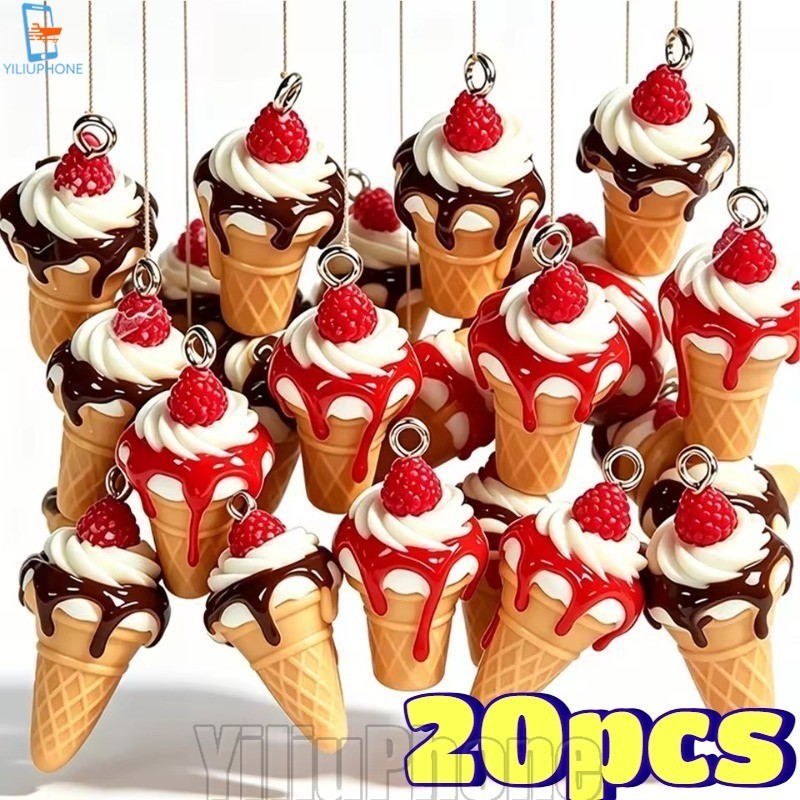 [Bless] 20-10 ชิ้นจําลองแยมไอศกรีมจี้ - DIY สร้อยคอสร้อยข้อมือวัสดุ - อุปกรณ์เรซิน - จี้อาหาร 3 มิติ
