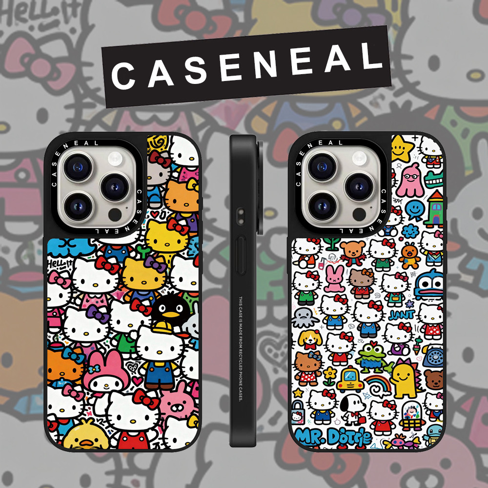 CASENEAL น่ารักเต็มหน้าจอ Kitty cat matte เคสโทรศัพท์สําหรับ iPhone 17 Pro Max 16 ProMax 15Pro 14 Plus 13 12 โทรศัพท์กันกระแทกขอบนุ่มฮาร์ดป้องกันกรณี