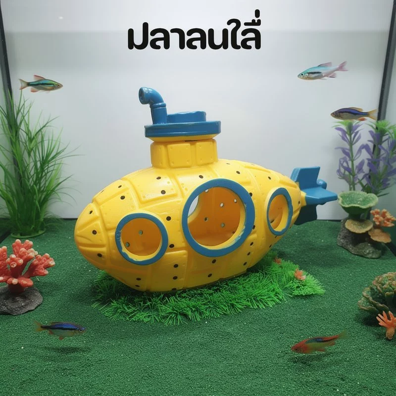 ของตกแต่งตู้ปลา ถ้ำปลาเรือดำน้ำ PVC บ้านกุ้งปลา thumbnail 3