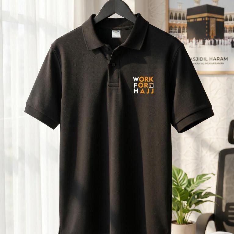 เสื้อโปโล เสื้อยืด เสื้อคอปก Distro WFH ทํางานสําหรับ Hajj Kaaba Makah บูชาอิสลามมุสลิมของที่ระลึกขอ
