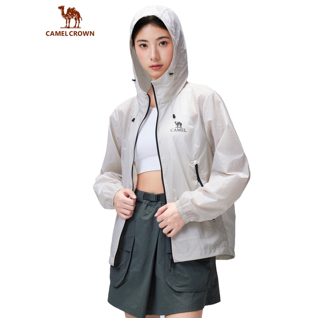 CAMEL CROWN เสื้อแจ็คเก็ตกันแดดกลางแจ้ง ไม่จํากัดเพศ น้ําหนักเบาระบายอากาศและเสื้อกีฬาขี่จักรยานสัมผัสเย็นพร้อมป้องกันรังสียูวี ขึ้น1000+