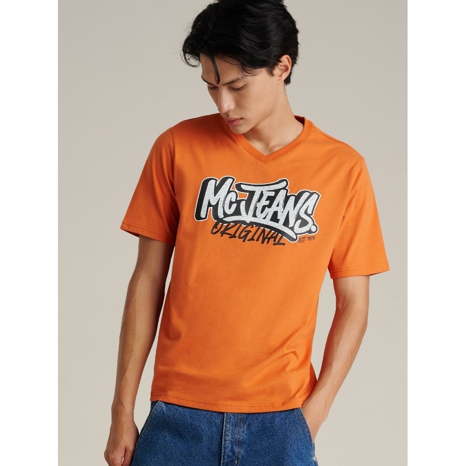 Mc JEANS (แม็คยีนส์) เสื้อยืดผู้ชาย เสื้อยืดแขนสั้น ทรงเรกูลาร์ Regular Fit T-Shirt มีให้เลือก 2 สี MTSZD62