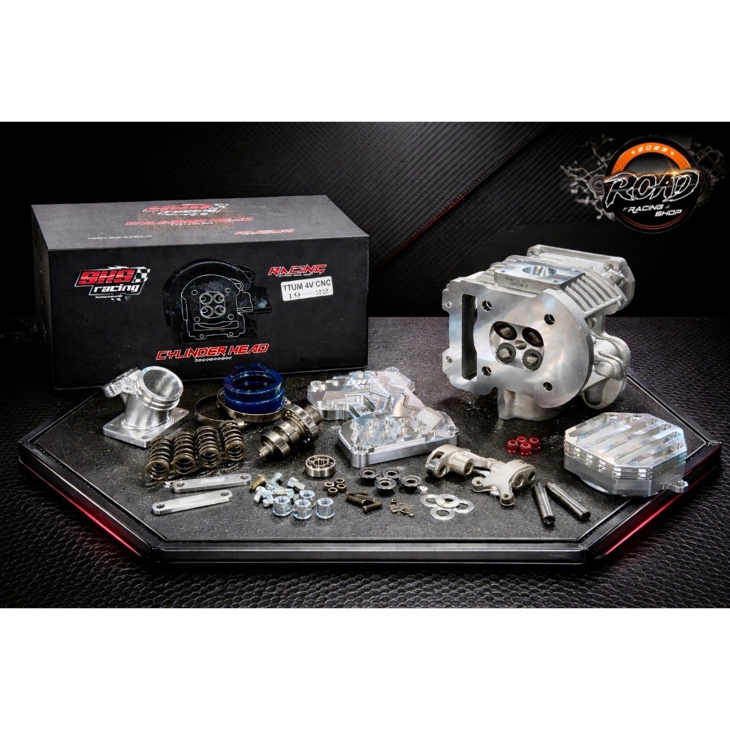 ฝาTTUM SKS RACING เวฟ125 วาล์ว19/22-21/24 พอตCNCไอเสียตรง พร้อมอุปกรณ์ครบชุดสำหรับลูก57-59มิล