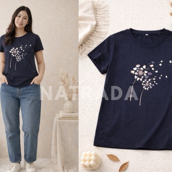 TS050 : เสื้อยืดสกรีนลายกราฟฟิกดอกหญ้าการ์ตูน