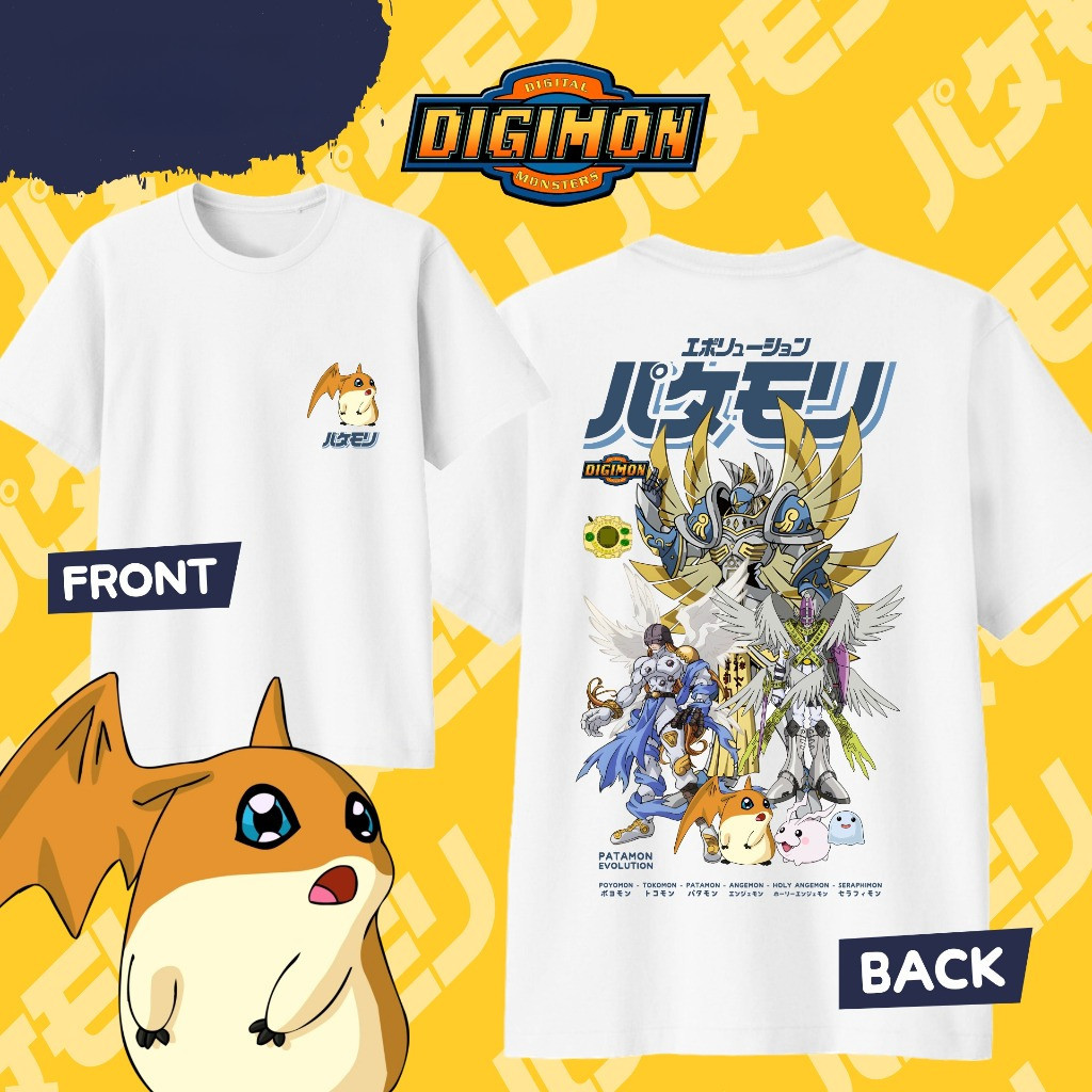 Digimon Adventure T-Shirt | Patamon → Angemon Evolution | Premium Cotton Tee for All Ages เสื้อดิจิมอนวิวัฒนาการปาตามอน