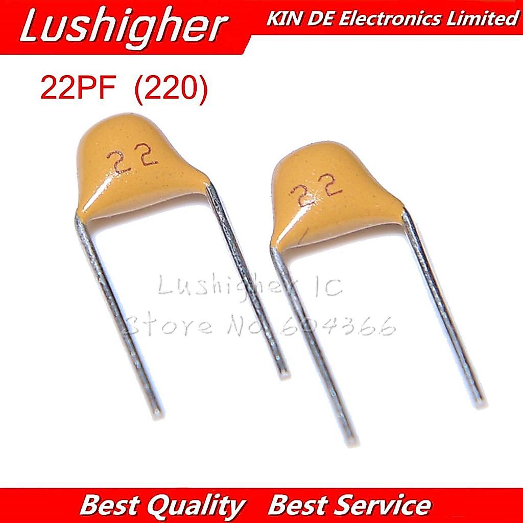 100PCS 22PF MLCC 5% 5.08 มม.220 50V 22P MLCC Multilayer เสาหินเซรามิค Capacitor 0805