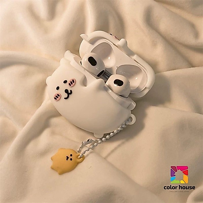 [ขายร้อน] เคสหูฟังสไตล์ใหม่น่ารักสไตล์ Influencer Self-Laughing Bear พร้อมจี้เหมาะสําหรับ Apple หูฟังป้องกันกรณีนุ่ม