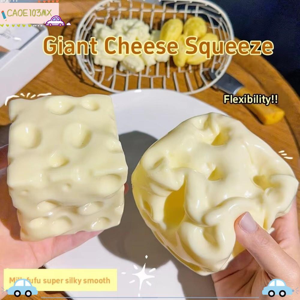 ICAOE103 ของเล่นหยิกชีส, Non-Bounce Shapeable Jumbo Cheese Cube Stress Ball, นวด Anti-Stress Squishy Texture ชีสบีบ Fidget ของเล่นเด็กผู้ใหญ่
