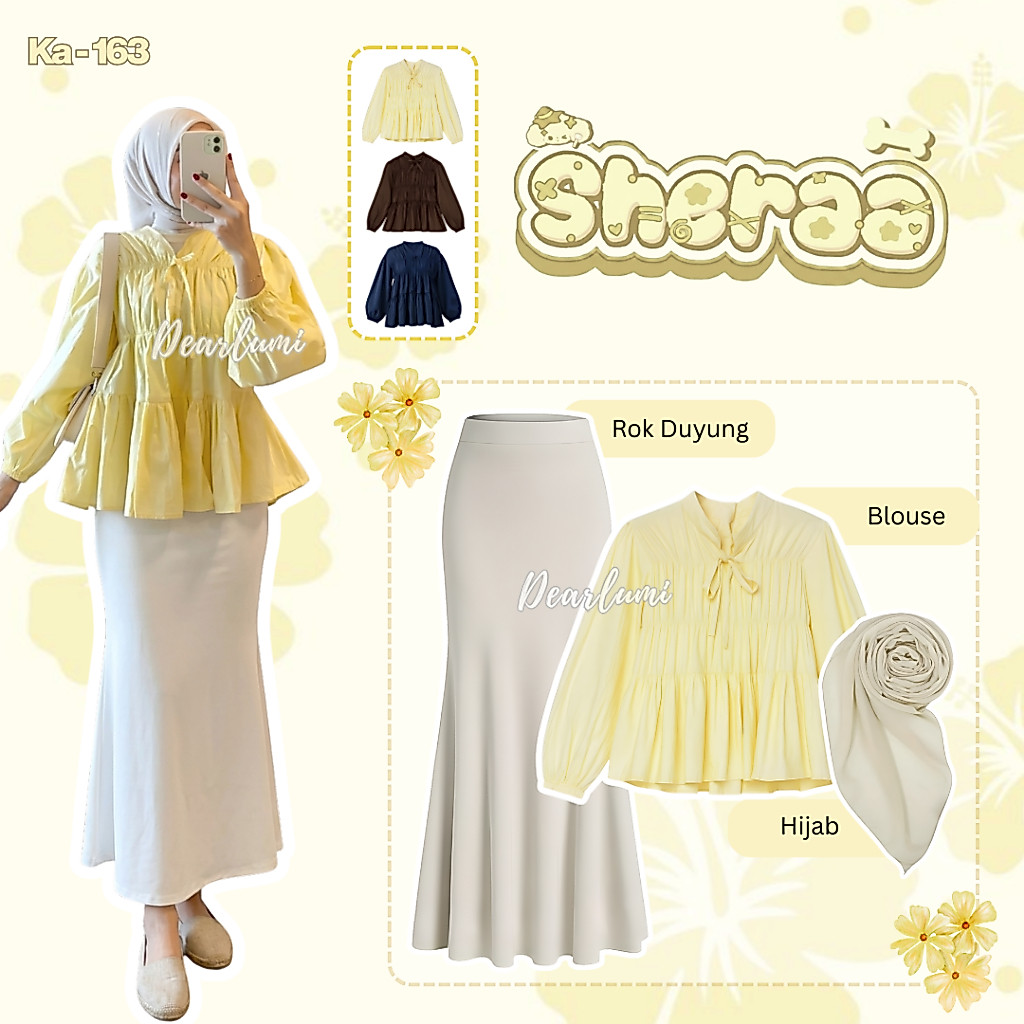 Dearlumi - Sheraa 3in1 Outfit Set สไตล์เกาหลี ล่าสุด อินเทรนด์ (เสื้อ Mreya - กระโปรงนางเงือก - Bell