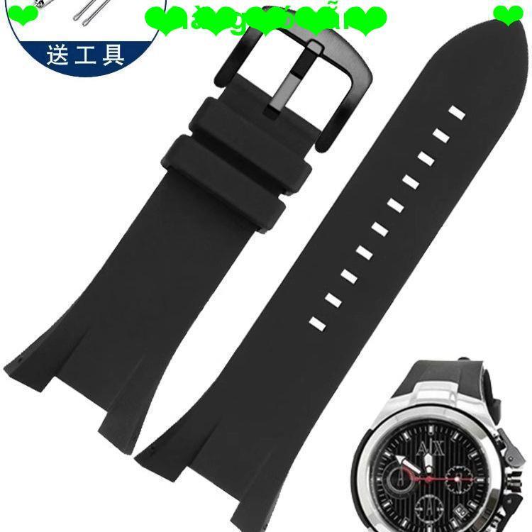 สายรัด เหมาะสําหรับ Armani Armani AX1803/AX1802/AX1050 Series ชาย Notch สายนาฬิกาซิลิโคนกันน้ํา