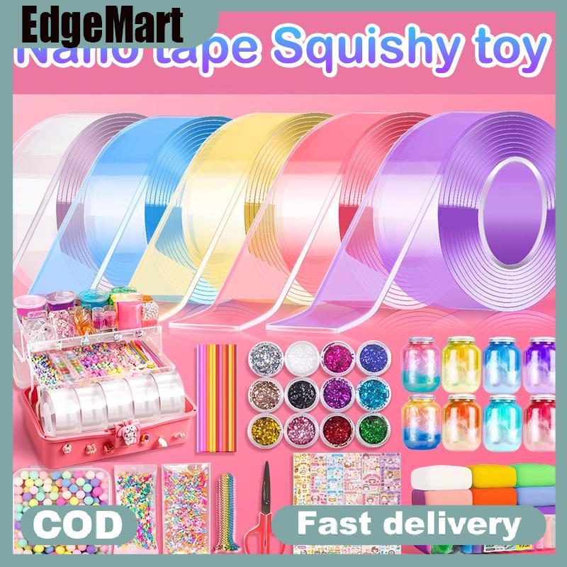 COD DIY ของเล่นหยิกทำให้เป็นฟองเทปกาวสองหน้าแบบไม่ทำเครื่องหมายเทปนาโนเหนียวสูงสีนำกลับมาใช้ใหม่ได้
