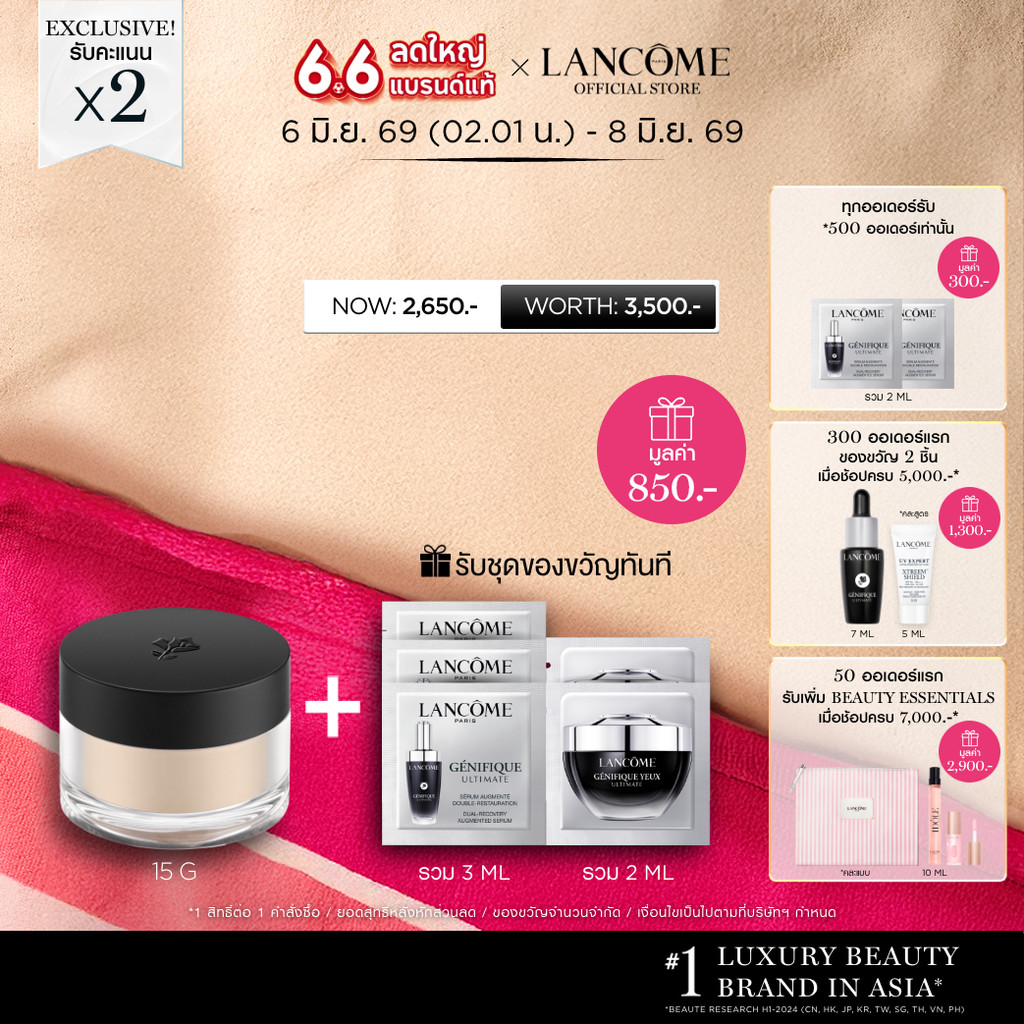 LANCOME TEINT IDOLE TRANSLUCENT LOOSE SETTING POWDER 15 G ลังโคม แป้งฝุ่นคุมมัน เนื้อเนียน ละเอียด
