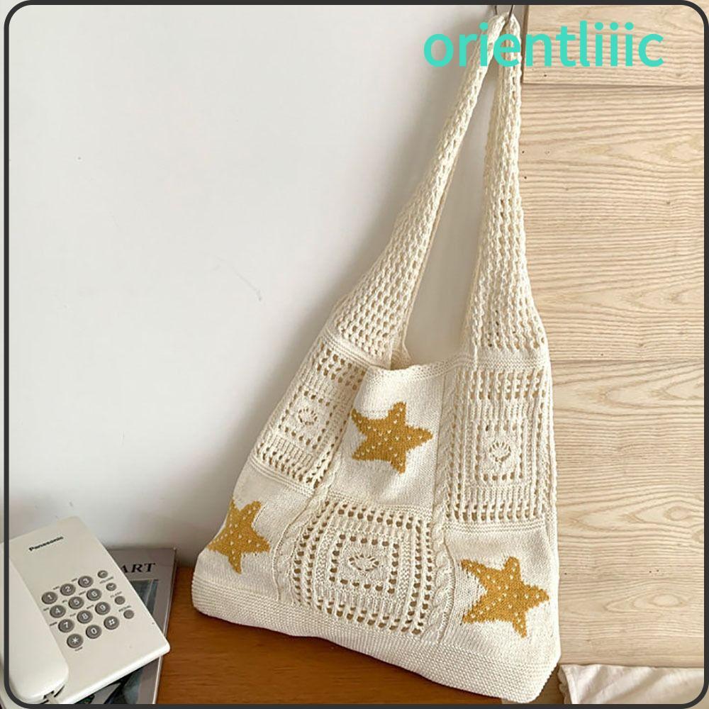 กระเป๋าสะพายถัก ORIEN Tote ลายปลาดาว ถักกลวง ความจุใหญ่ สำหรับชายหาดวันหยุด ของขวัญผู้หญิง