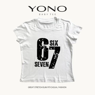 (พร้อมส่ง24ชม.) baby tee สีแดงไวน์ ลายเลข 67 วินเทจ ฟีลอเมริกันสปอร์ต ทรงเข้ารูป ใส่เท่แมตช์ง่าย