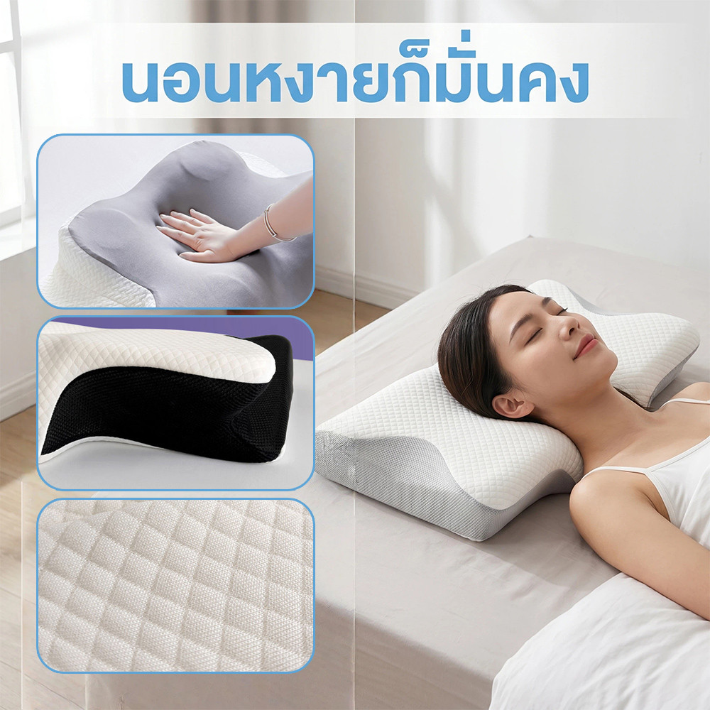 พาร์ทิชันคอป้องกันหน่วยความจำหมอนผ้าฝ้ายถอดออกได้ระบายอากาศหมอนป้องกันกระดูกสันหลังหมอนช้าเด้งสำหรับผู้ใหญ่