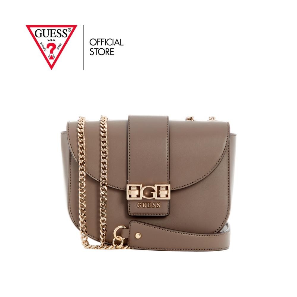 GUESS กระเป๋า รุ่น VG989121 JANE CONVERTIBLE XBODY FLAP CROSSBODY สีน้ำตาลอมเทา