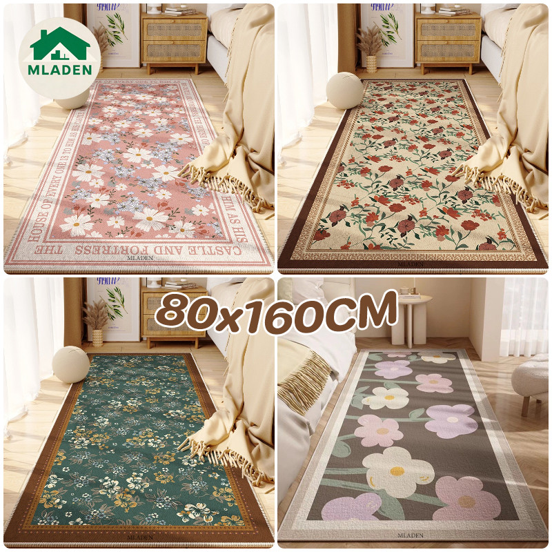 MLADEN พรมข้างเตียง 80x160CM ป้องกันการลื่นไถลที่แข็งแกร่ง ป้องกันคราบสกปรก พรมข้างเตียงในห้องนอน