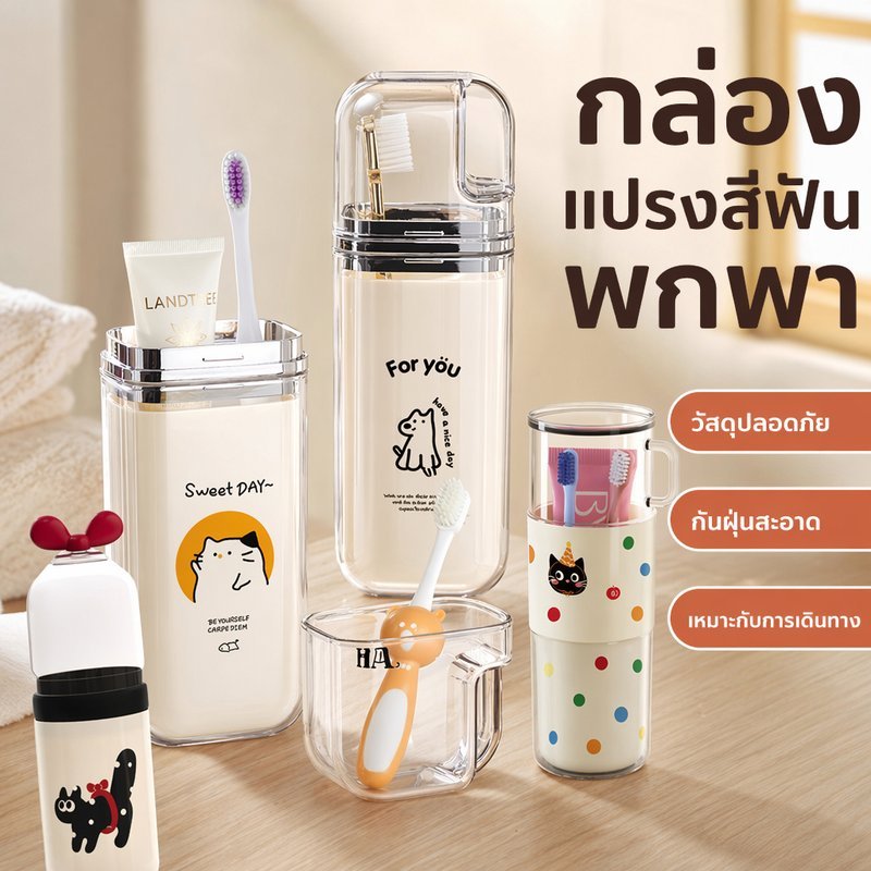 COD กล่องใส่แปรงสีฟัน กระบอกแปรงสีฟันพกพา ถ้วยแปรงสีฟัน พลาสติก PP กันเปียก กันฝุ่น เดินทาง