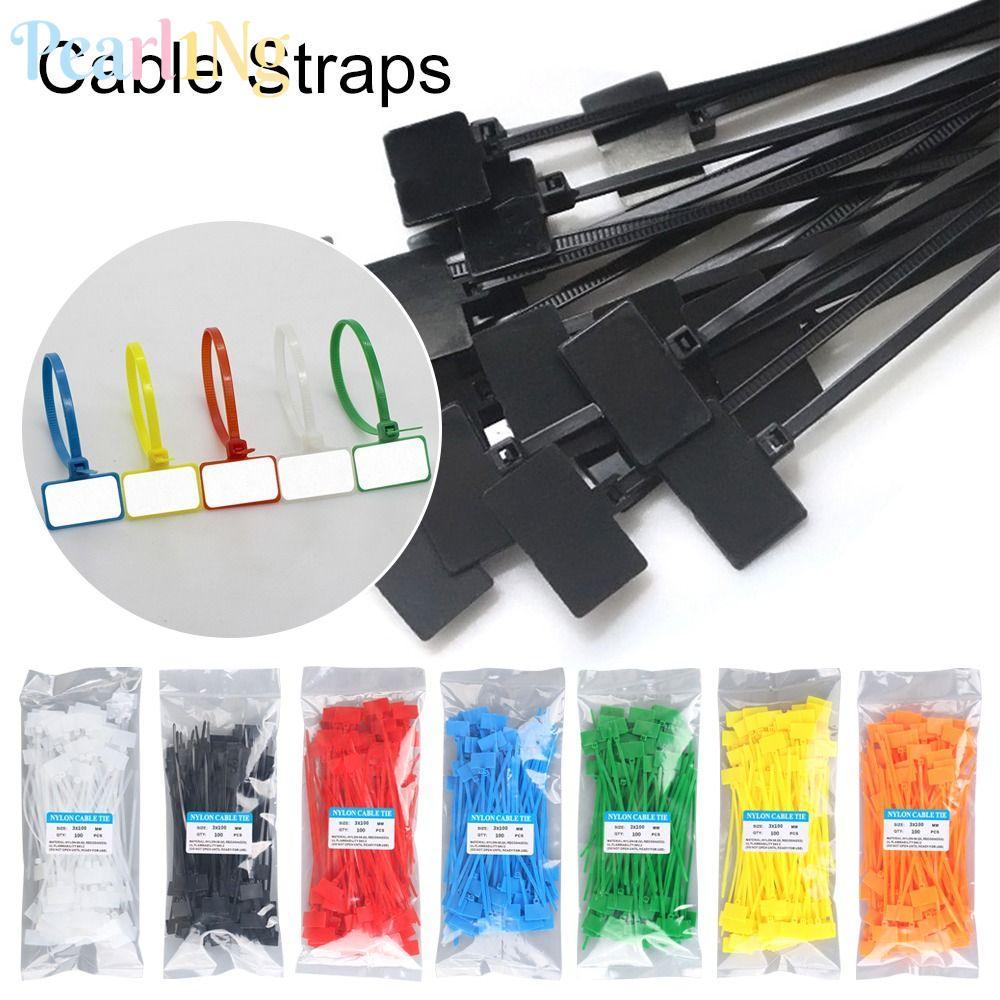 PEARLTH 100 ชิ้นสายแท็ก Easy Mark แท็กป้าย Self-locking Zip Ties ตาข่ายลวด Marker ไนลอน Ties