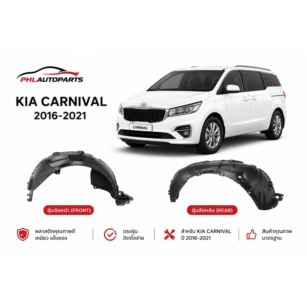 พลาสติกซุ้มล้อ Kia carnival ปี2015-2021 ราคาชิ้นละ มีแยกหน้าหลัง