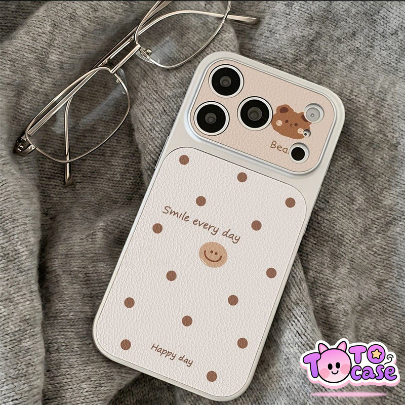 เคสโทรศัพท์ลายจุดหมีตัวน้อย สไตล์ผ่อนคลายละมุน เข้ากับ IPhone 13 16 14 12 17 11 15 Pro Max 12 13 14 Pro 15 Plus