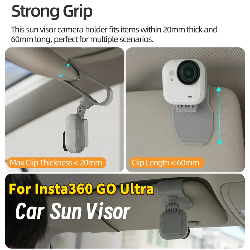 Sunnylife Magnetic Car Sun Visor Mount Action Camera Holder 360°หมุน180° ที่วางที่บังแดดแบบเอียงสําห