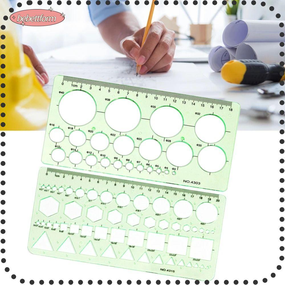 BEBETT ไม้บรรทัดเพลท (Drawing Templates) แบบวงกลม (Circle), วงรี (Oval), และเทมเพลตสำหรับเขียนแปลน