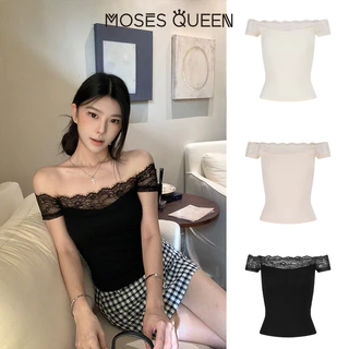 < MOSESQUEEN > เสื้อตัวเต็มตัวที่ประดับด้วยลายลูกไม้และปักอย่างงดงาม พร้อมคอเปิดเผยให้เห็นส่วนบน #63706