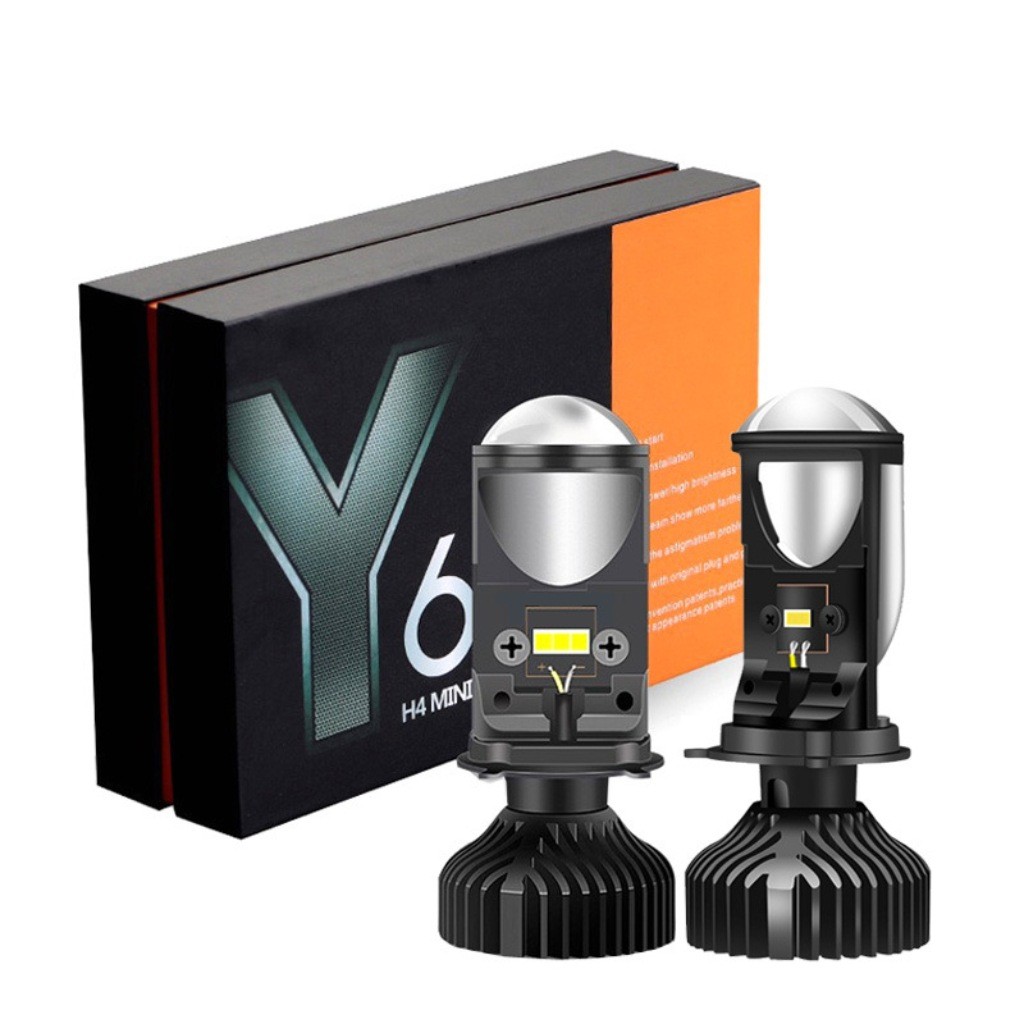 เลเซอร์เลนส์ไฟหน้า h4Y6D ไฮไลท์ led ไฟหน้า 12-24V รถจักรยานยนต์ Dual Light Spotlight ไฟหน้า