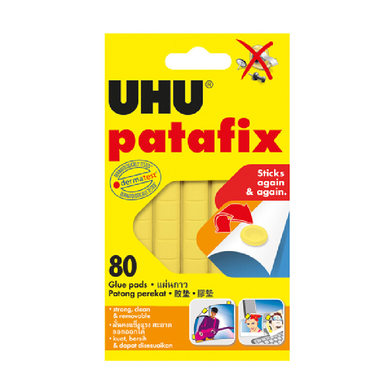 Uhu ยู้ฮู tac patafix กาวดินน้ำมัน ขนาด 60 กรัม บรรจุ 80 ชิ้น/แพ็ค
