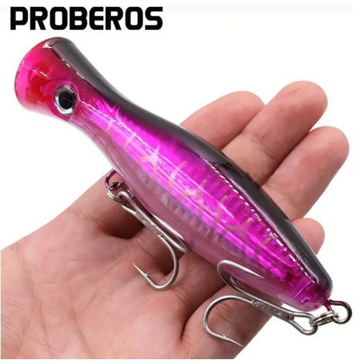 PROBEROS 1 PC 13 ซม.43g Popper Fishing Lure Hard เหยื่อประดิษฐ์ 2 ตะขอ Treble ปลาคาร์พเหยื่อตกปลา Wobbler Luya เหยื่อ