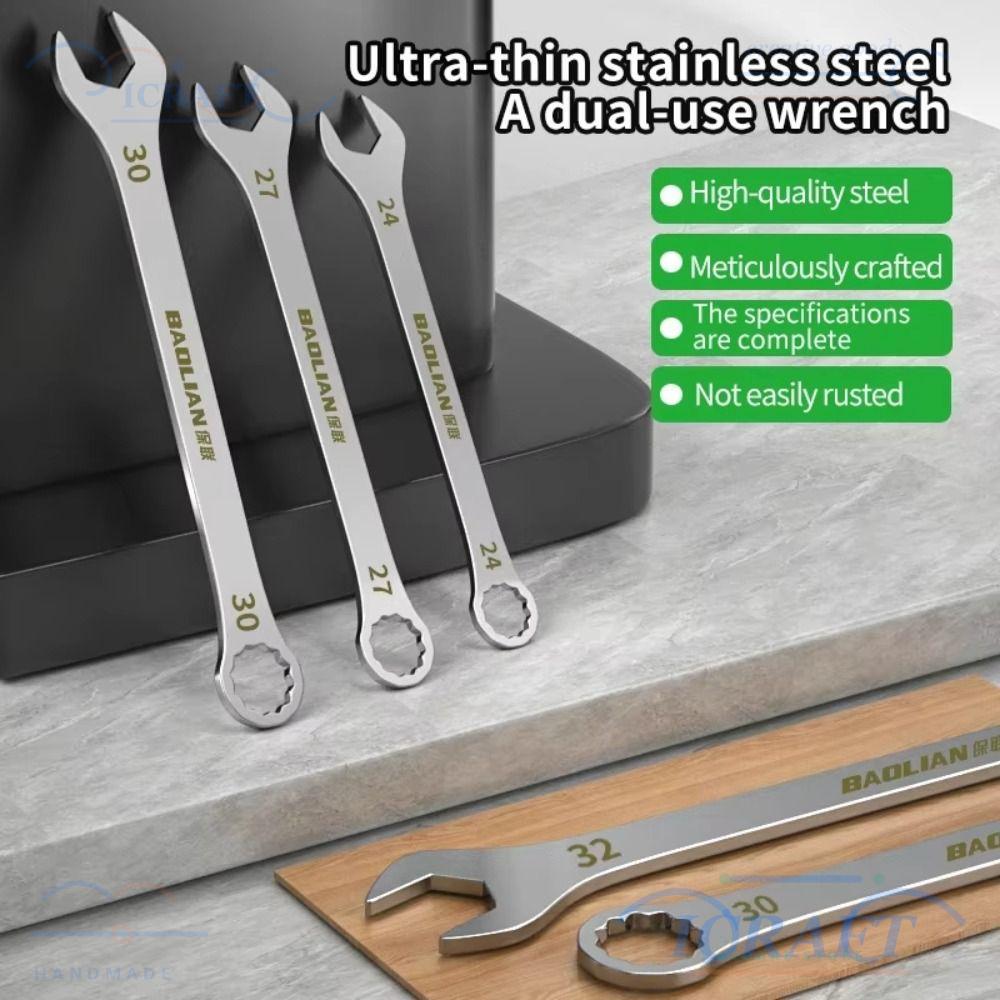 ICRAFT 1 ชิ้น Ultra-thin ประแจปลายเปิด, ความหนา 3 มม.Double-end Ratchet Spanner, ทนทาน Multi-Function 5-32 มม.ประแจปลายเปิดจักรยานรถจักรยานยนต์รถซ่อมเครื่องมือ