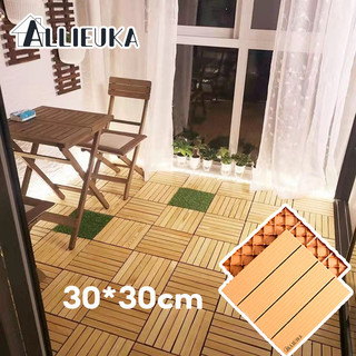 Allieuka แผ่นตกแต่งสวน แผ่นปูพื้นสวน DIY ทนฝน กันลื่น การออกแบบลายไม้เลียนแบบ 30*30cm