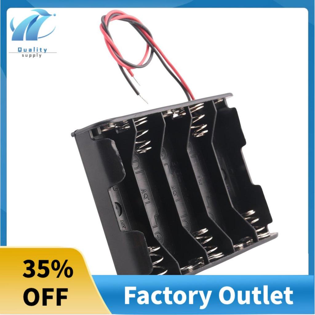 5 x 1.5V AA Battery Slot Holder Case Box Wire Black