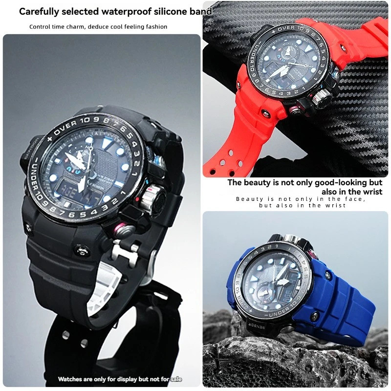 สําหรับ g-shock Casio 5371 สายซิลิโคนพิเศษ GWN-1000B/GWN-1000 สีดําสีแดงกันน้ําสายนาฬิกาเรซินกลางแจ้
