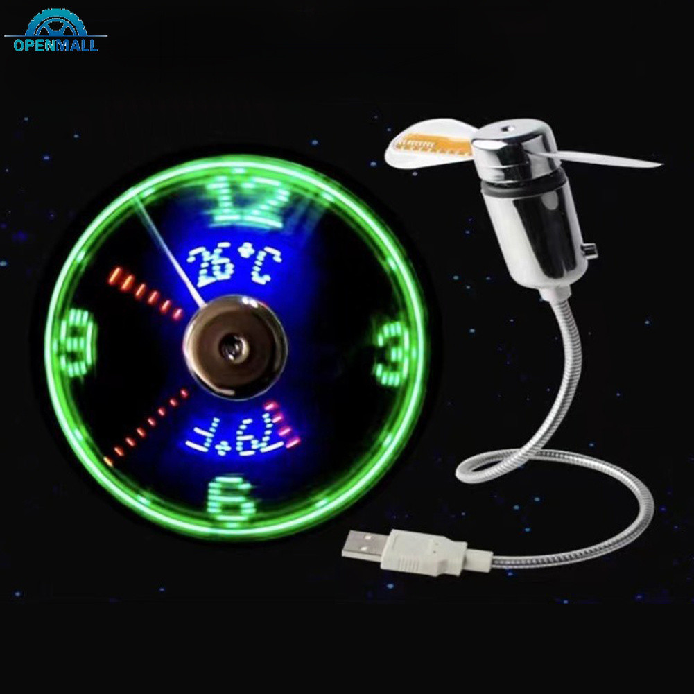 พัดลมพกพานาฬิกา RGB LED Night light 5V USB พัดลมมือเวลาจริงแสดงอุณหภูมิโลหะพัดลมขนาดเล็กสําหรับ PC แล็ปท็อปเดสก์ท็อป Cooler