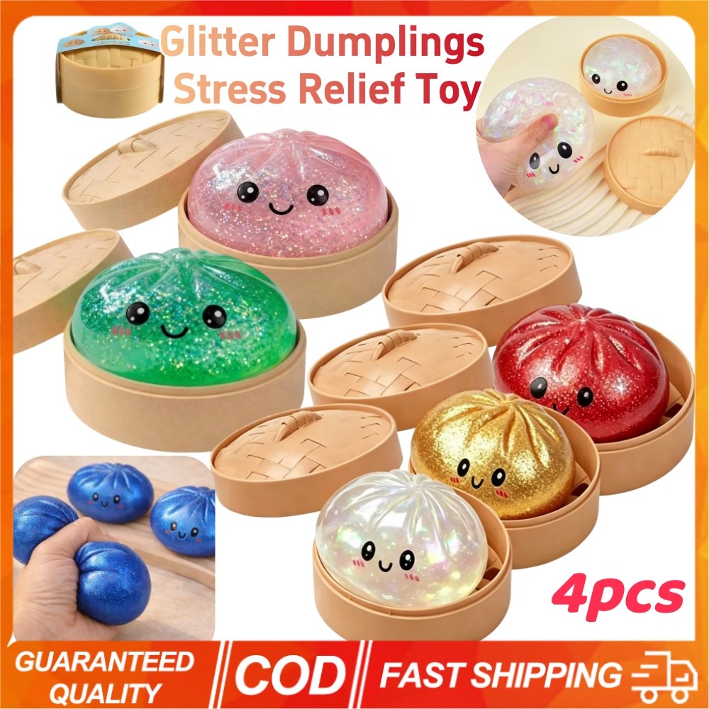(มีสต็อกในไทย) 4 ชิ้น Squishy Glitter เกี๊ยวความเครียดบรรเทา Ball Sensory Fidget ของเล่นนุ่มช้า Rising สําหรับความวิตกกังวล Calm Focus สําหรับออทิสติก ADHD ผู้ใหญ่เด็กสํานักงาน