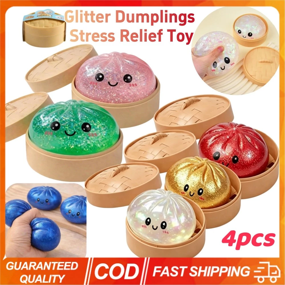 (มีสต็อกในไทย) 4 ชิ้น Squishy Glitter เกี๊ยวความเครียดบรรเทา Ball Sensory Fidget ของเล่นนุ่มช้า Rising สําหรับความวิตกกังวล Calm Focus สําหรับออทิสติก ADHD ผู้ใหญ่เด็กสํานักงาน