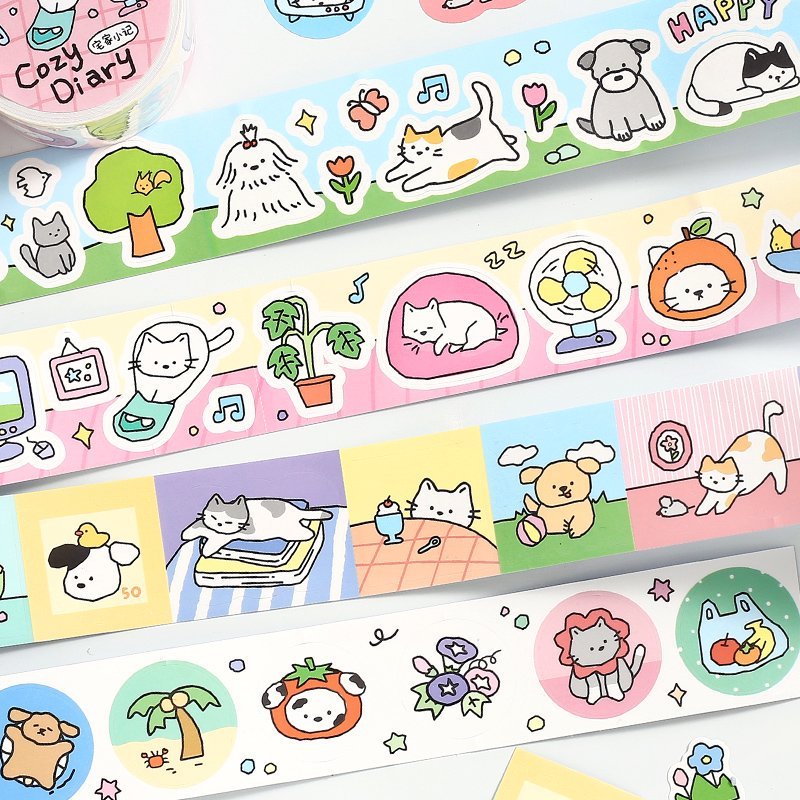 สัตว์เลี้ยงน่ารักธีมDie-Cutเทปตกแต่งสําหรับScrapbooking Journal Planners Bullet Journalไดอารี่การ์ดท