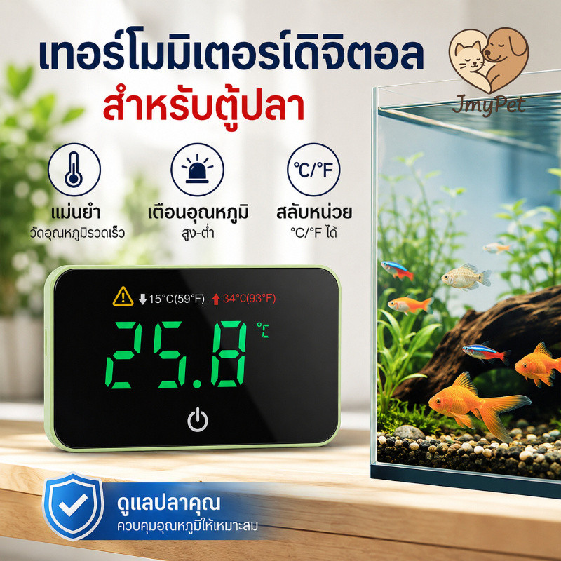 COD เทอร์โมมิเตอร์ตู้ปลา เครื่องวัดอุณหภูมิน้ำสำหรับตู้ปลา ขนาดกะทัดรัด อ่านค่าง่าย ใช้งานสะดวก เหมาะกับอควาเรียม