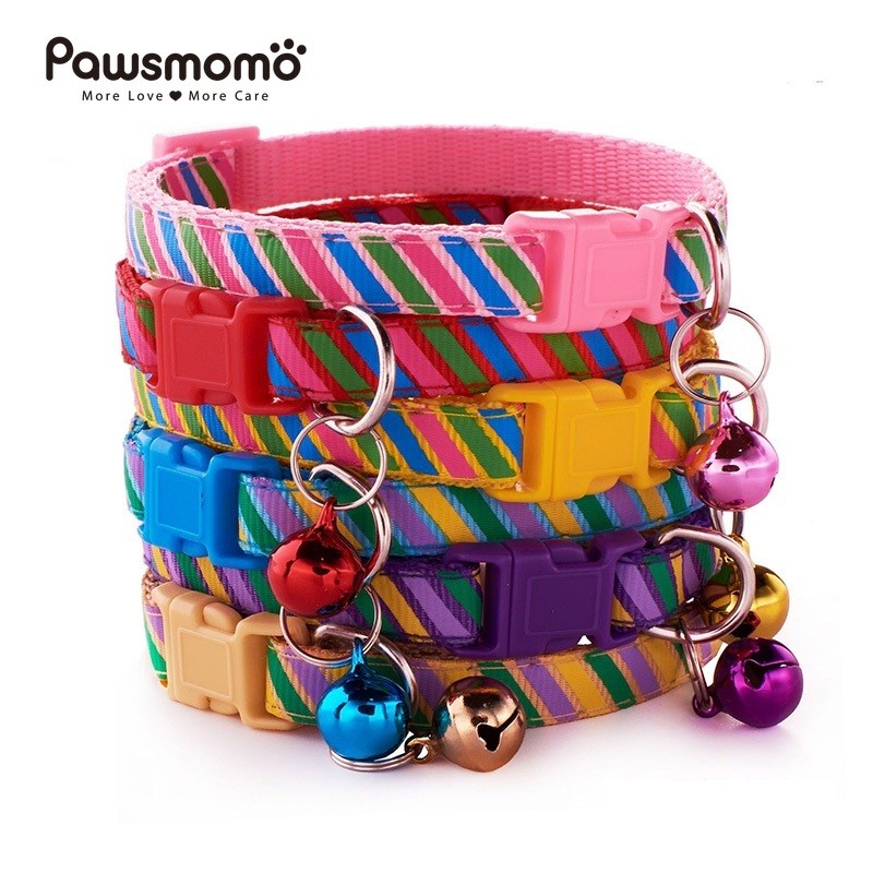 6 ชิ้น/เซ็ต Strip พิมพ์ Cat Collar ความปลอดภัยหัวเข็มขัด Bell Breakaway สัตว์เลี้ยงสุนัขขนาดเล็ก Collier สร้อยคอส่วนบุคคลสําหรับ Gatos ลูกแมว Perro
